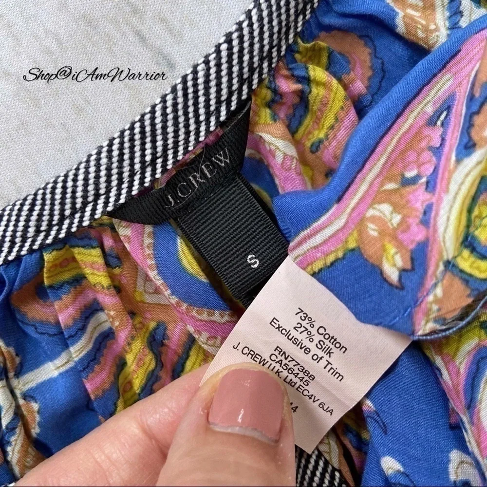 J.Crew mirrored paisley/feather cotton-silk voile pullover top *shop@iamwarrior